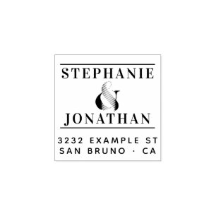 Modern Black & Gold Elegant Typography Engagement Rubber Stamp
