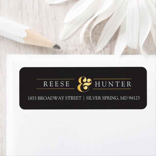 Modern Black Gold Elegant Wedding Labels (Insitu)