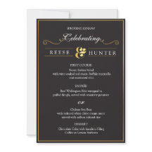 Modern Black Gold Elegant Wedding Menu Card