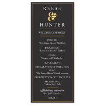 Modern Black Gold Elegant Wedding Program Card