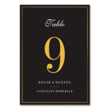 Modern Black Gold Elegant Wedding Table Numbers