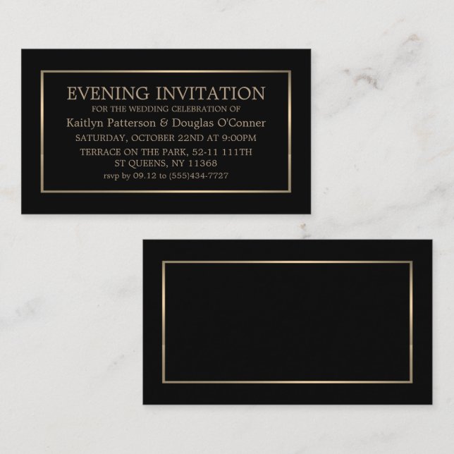 Modern Black & Gold Evening Event Ticket Invite (Front/Back)