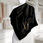 Modern Black Gold Feminine Script Monogrammed Bandana<br><div class="desc">Modern Black Gold Feminine Script Monogrammed Bandanna. Easily personalise this modern elegant bandanna with your custom monogram and name.</div>