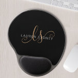 Modern Black Gold Feminine Script Monogrammed Gel Mouse Mat<br><div class="desc">Modern Black Gold Feminine Script Monogrammed Gel Mouse Pad. Easily personalize this modern elegant gel mouse pad with your custom monogram and name.</div>