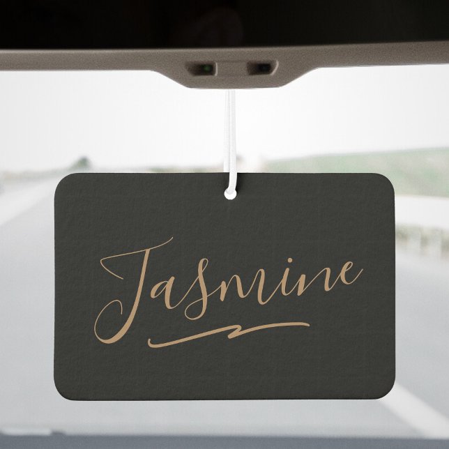 Modern Black Gold Feminine Script Name Car Air Freshener (Creator Uploaded)