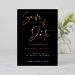 Modern Black Gold Foil Calligraphy Script Wedding<br><div class="desc">Modern Black Gold Foil Calligraphy Script Wedding Save the Date Card with real rose gold foil. Change foil colour to another colour if you like. Background colour can also be changed.</div>