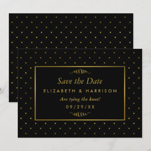 Modern Black & Gold Foil Effect Save The Date