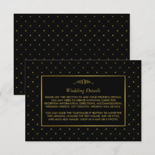 Modern Black & Gold Foil Effect Wedding Details Enclosure Card