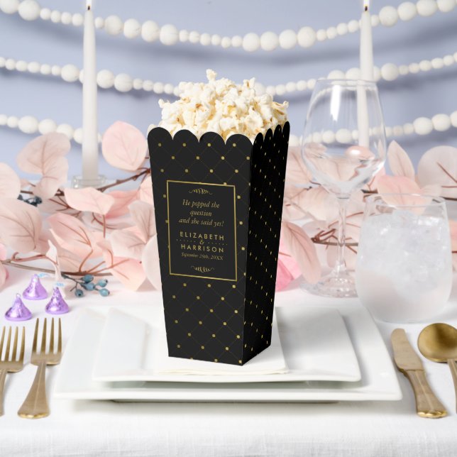 Modern Black & Gold Foil Effect Wedding Favour Box (Wedding)