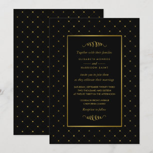 Modern Black & Gold Foil Effect Wedding Invitation