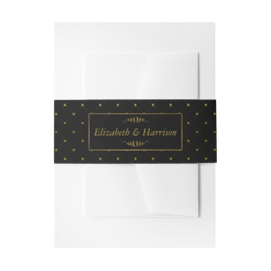 Modern Black & Gold Foil Effect Wedding Invitation Belly Band