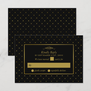 Modern Black & Gold Foil Effect Wedding RSVP Card