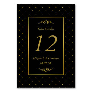 Modern Black & Gold Foil Effect Wedding Table Number