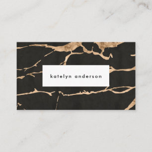 Modern Black Gold Foil Gemstone Interior Designer Business Card