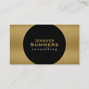 Modern Black & Gold Geometric Pattern 2d Business Card