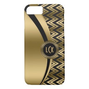 Modern Black & Gold Geometric Zigzag Chevron 2a iPhone 8/7 Case