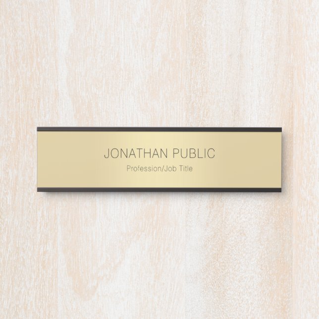 Modern Black Gold Glamour Template Professional Door Sign (Front)
