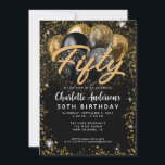 Modern Black Gold Glitter Balloon Any Age Birthday Invitation<br><div class="desc">Modern Glam Faux Gold Black Copper Yellow Glitter Sparkle Balloon Elegant Stylish Any Age Birthday Invitation</div>