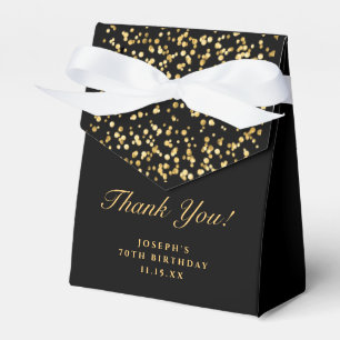 Modern Black Gold Glitter Dust Thank You Monogram  Favour Box