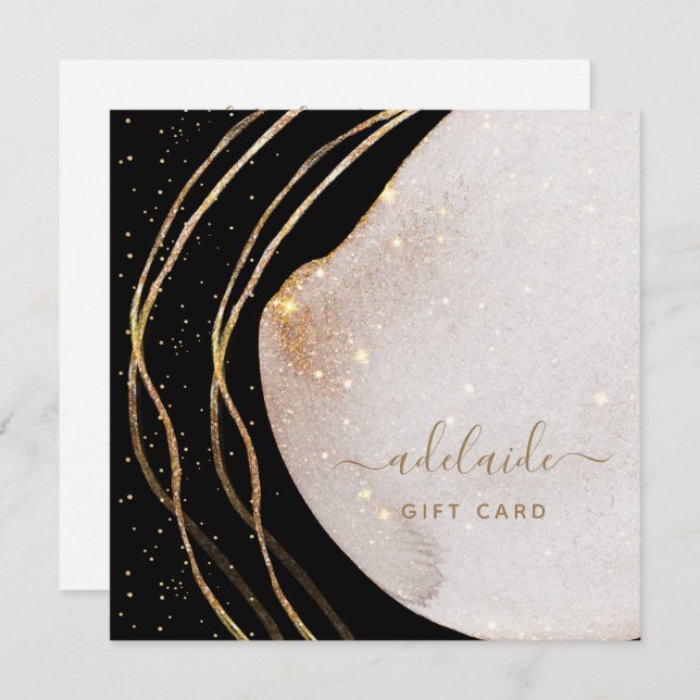 Modern Black Gold Glitter Hair Stylist Gift Card (Front/Back)