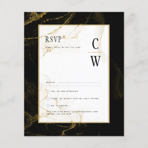 Modern Black Gold Glitter Wedding Flyer