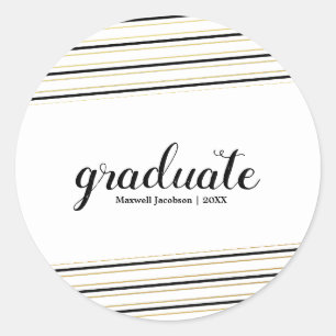 Modern Black & Gold Graduate Custom Stickers