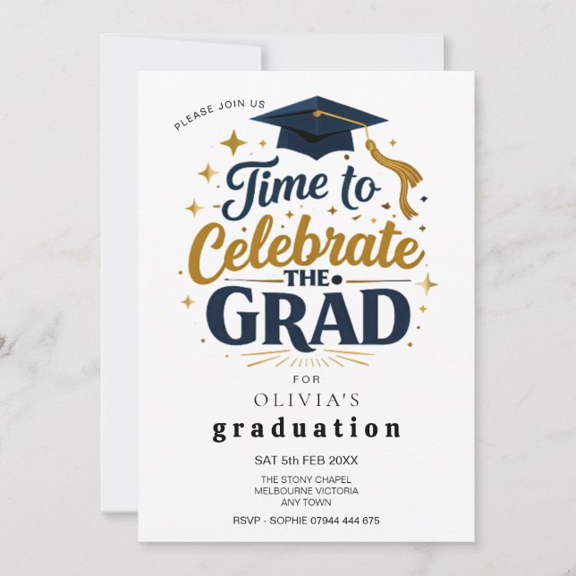 Modern Black & Gold Graduation Party Invitation (Front)
