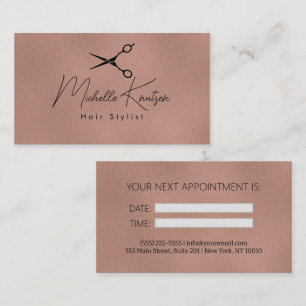 Modern black Gold Hairstylist Appointment Card