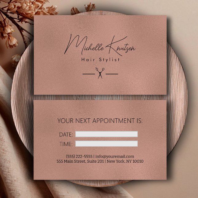 Modern black Gold Hairstylist Appointment Card (Creator Uploaded)