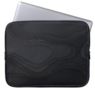 Modern Black-Gold Halftone Pattern Laptop Sleeve