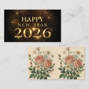 modern black gold happy new year business card