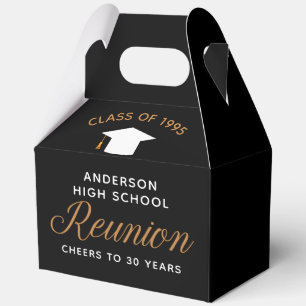 Modern Black Gold High School Alumni Reunion Party Favour Box