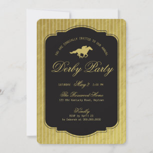 Modern Black & Gold Horse Race Derby Equestrian Invitation