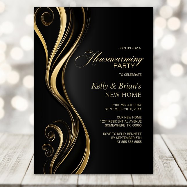 Modern Black Gold Housewarming Party Invitation (Creator Uploaded)
