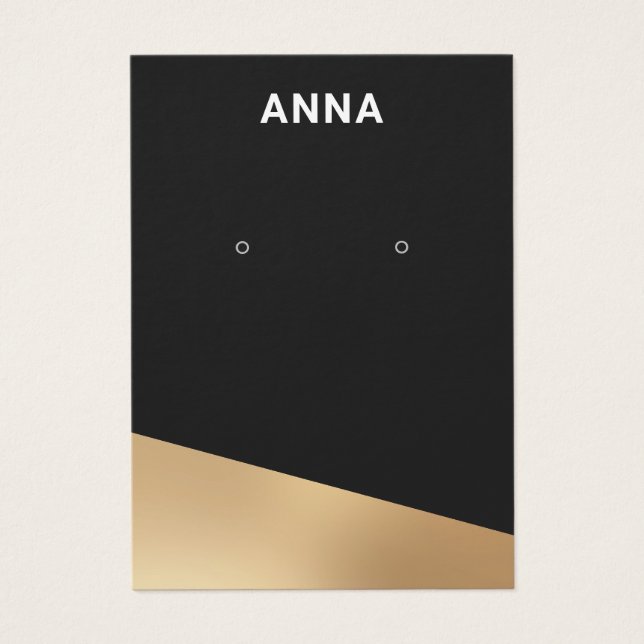 Modern Black Gold Jewellery  Earring Display Card (Front)