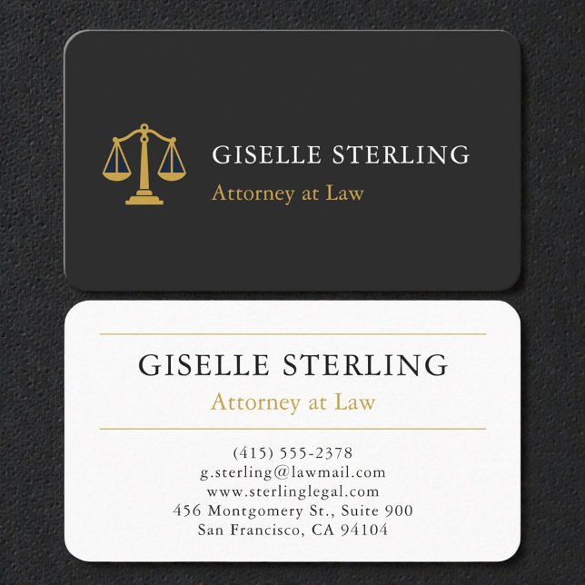 Modern Black & Gold Lawyer Business Card (Creator Uploaded)