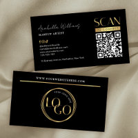 Modern Black Gold Logo Makeup Beauty Salon QR Code