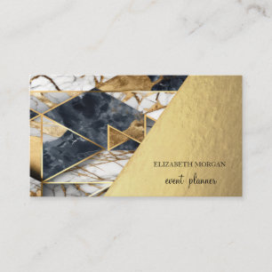 Modern Black Gold Marble Geometric Business Card