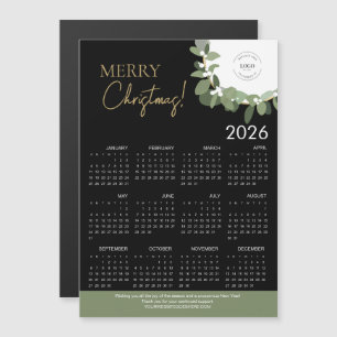 Modern Black & Gold Merry Christmas 2026 Calendar