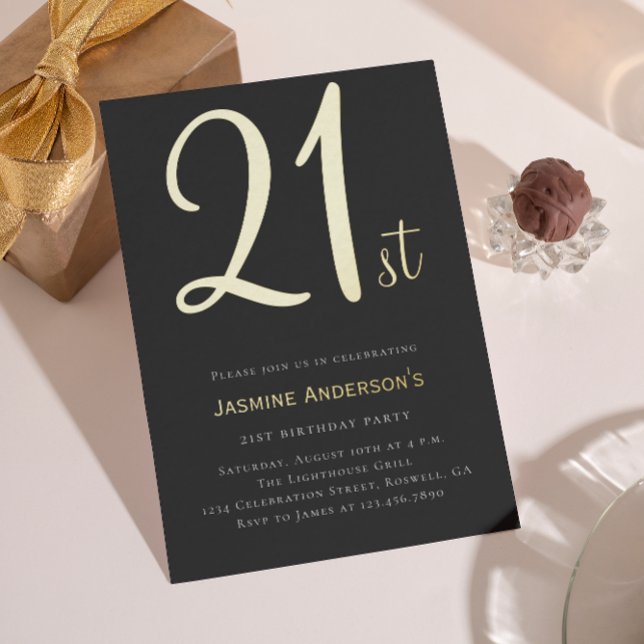 Modern black gold minimal stylish 21st birthday  (Creator Uploaded)