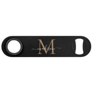 Modern Black Gold Monogram Girly Elegant Script
