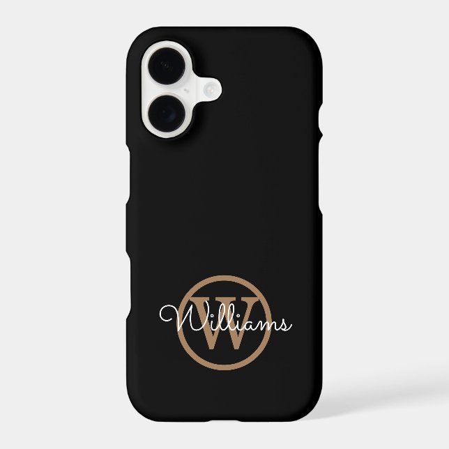  Modern Black Gold Monogram Script Name (Back)
