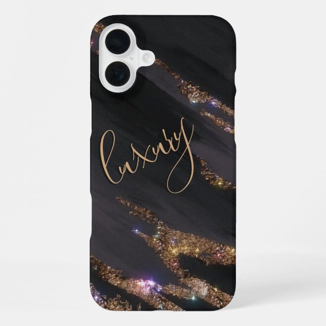 Modern Black Gold Monogrammed Case- Mate iPhone Case (Back)