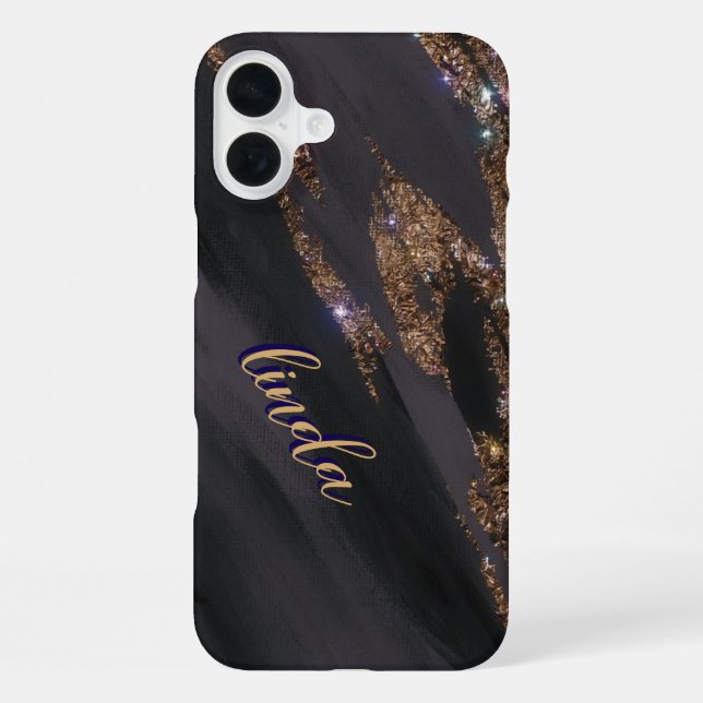 Modern Black Gold Monogrammed Case- Mate iPhone Case (Back)