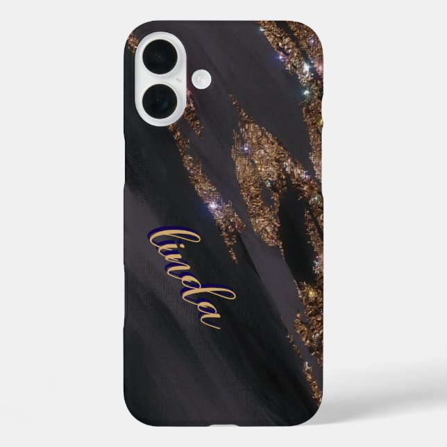 Modern Black Gold Monogrammed Case- Mate iPhone Case-Mate iPhone Case (Back)