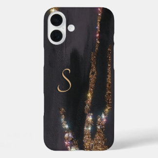 Modern Black Gold Monogrammed Case- Mate iPhone iPhone 16 Plus Case