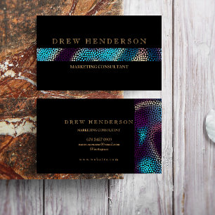 Modern Black Gold Neon Business Card