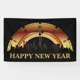 Modern Black & Gold New Years Eve Party Banner