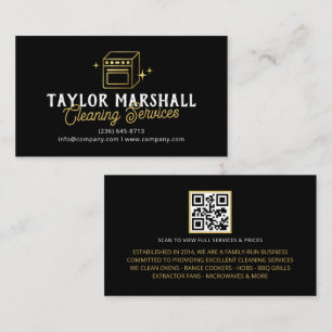 Modern Black Gold Oven Cleaning Service Business Card