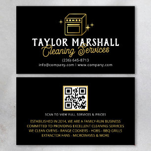 Modern Black Gold Oven Cleaning Service Business Card